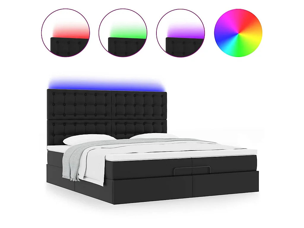 Ottoman bed met matrassen en LED's 200x200cm kunstleer zwart