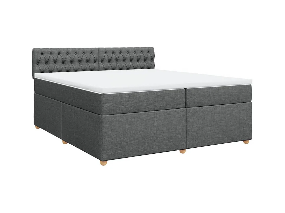 Sommier à lattes de lit avec matelas Gris foncé 200x200cm Tissu