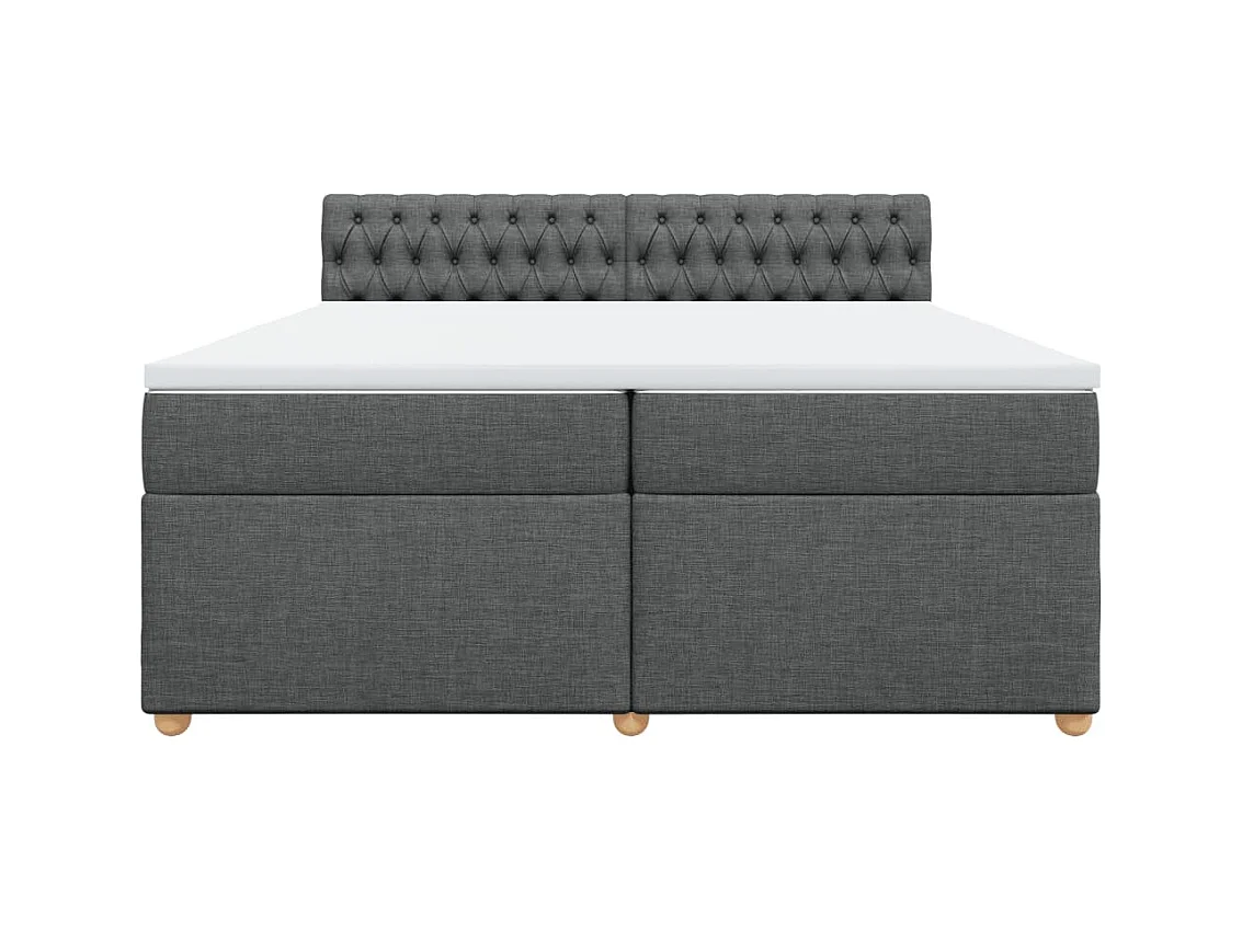Sommier à lattes de lit avec matelas Gris foncé 200x200cm Tissu
