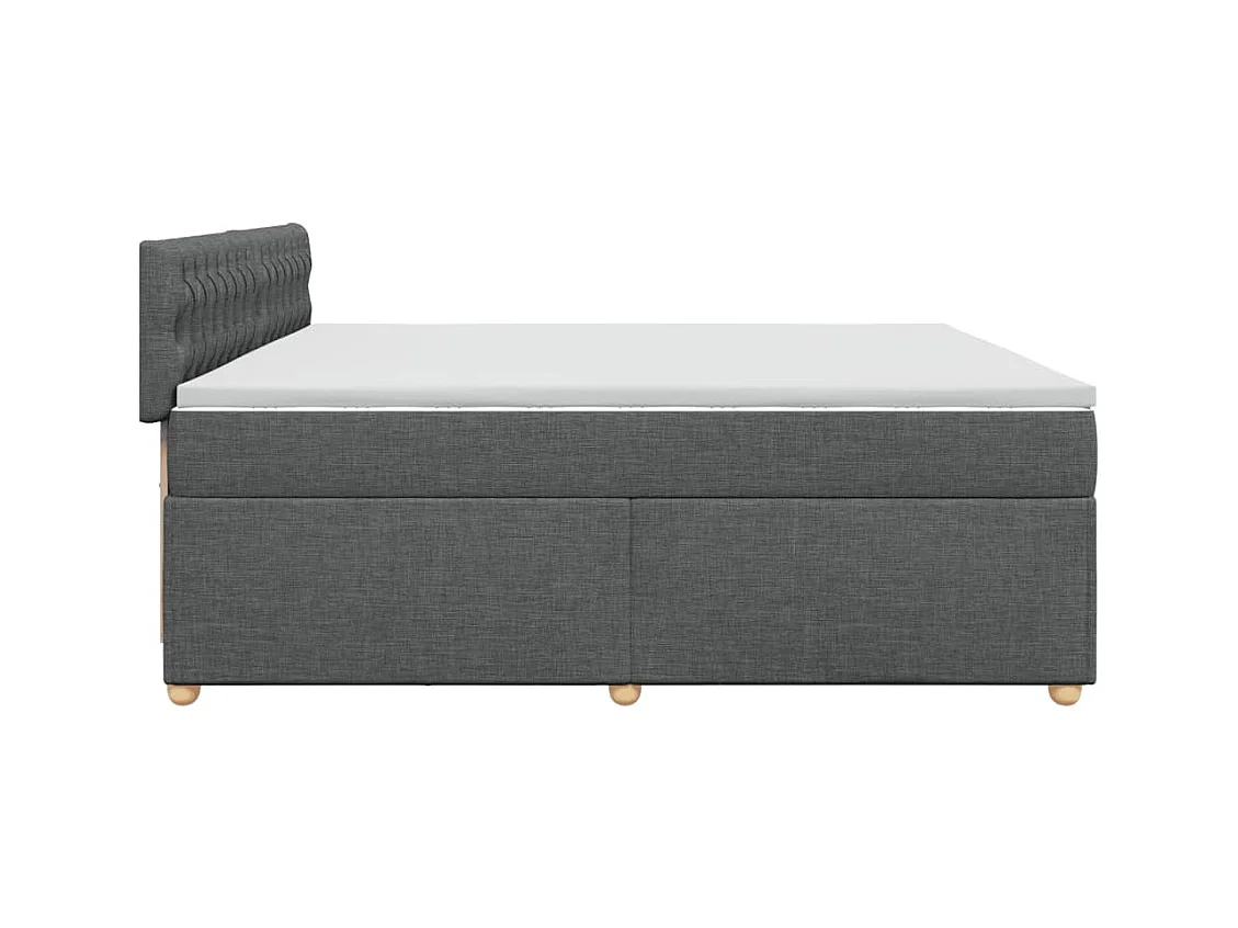 Sommier à lattes de lit avec matelas Gris foncé 200x200cm Tissu