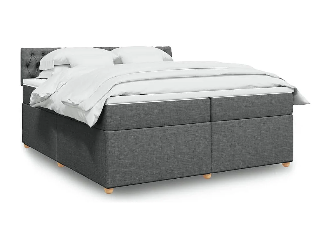 Sommier à lattes de lit avec matelas Gris foncé 200x200cm Tissu