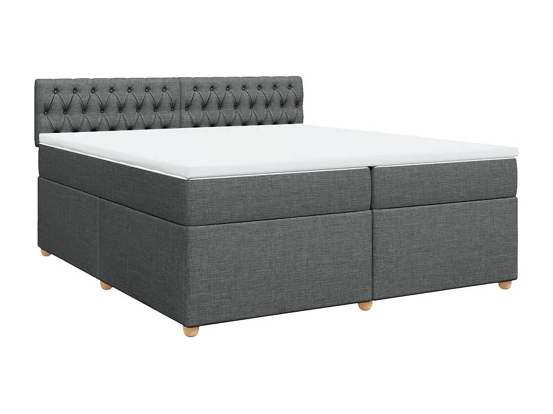 Sommier à lattes de lit avec matelas Gris foncé 200x200cm Tissu