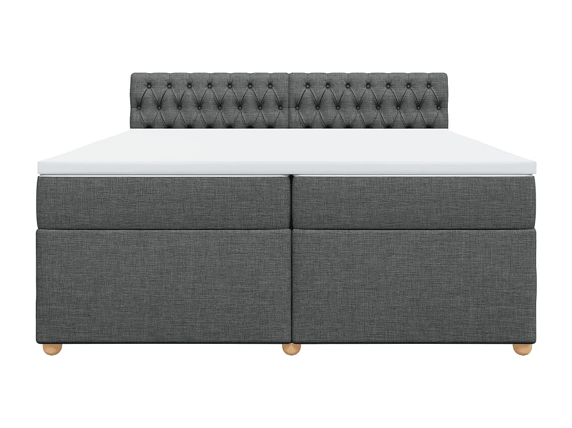 Sommier à lattes de lit avec matelas Gris foncé 200x200cm Tissu