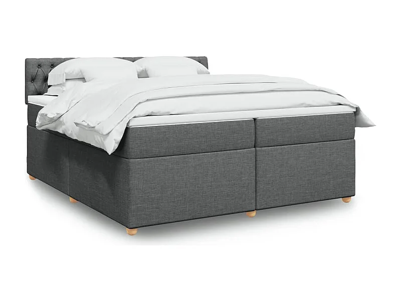 Sommier à lattes de lit avec matelas Gris foncé 200x200cm Tissu