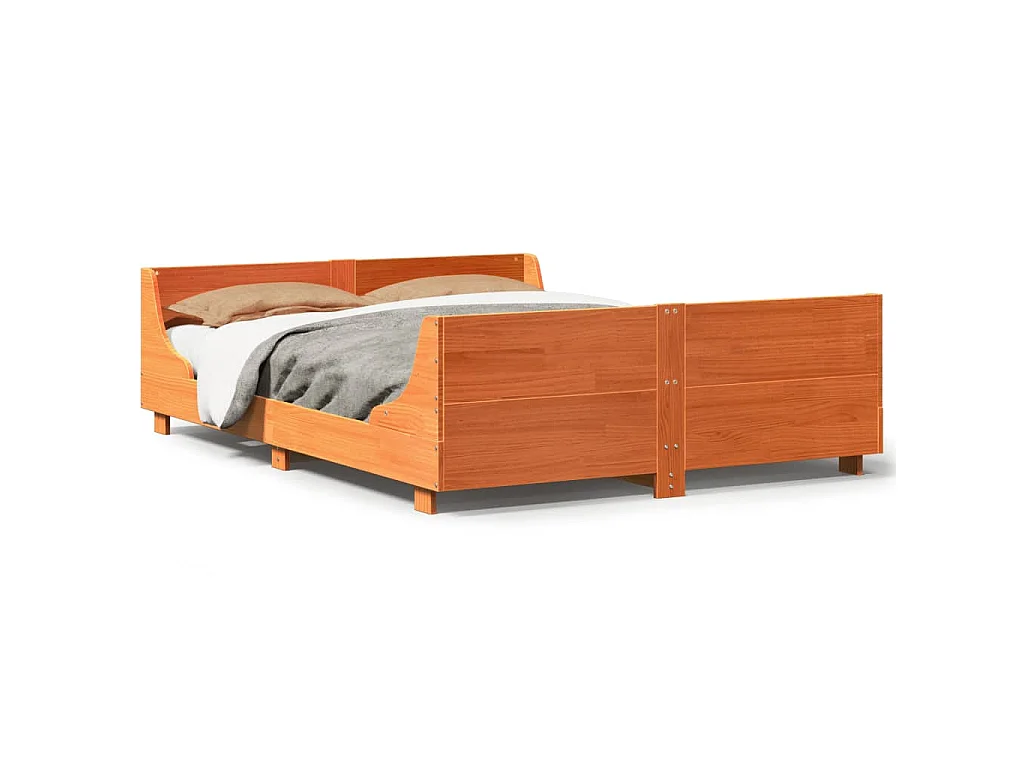 Letto senza Materasso Marrone Cera 150x200 cm in Legno di Pino