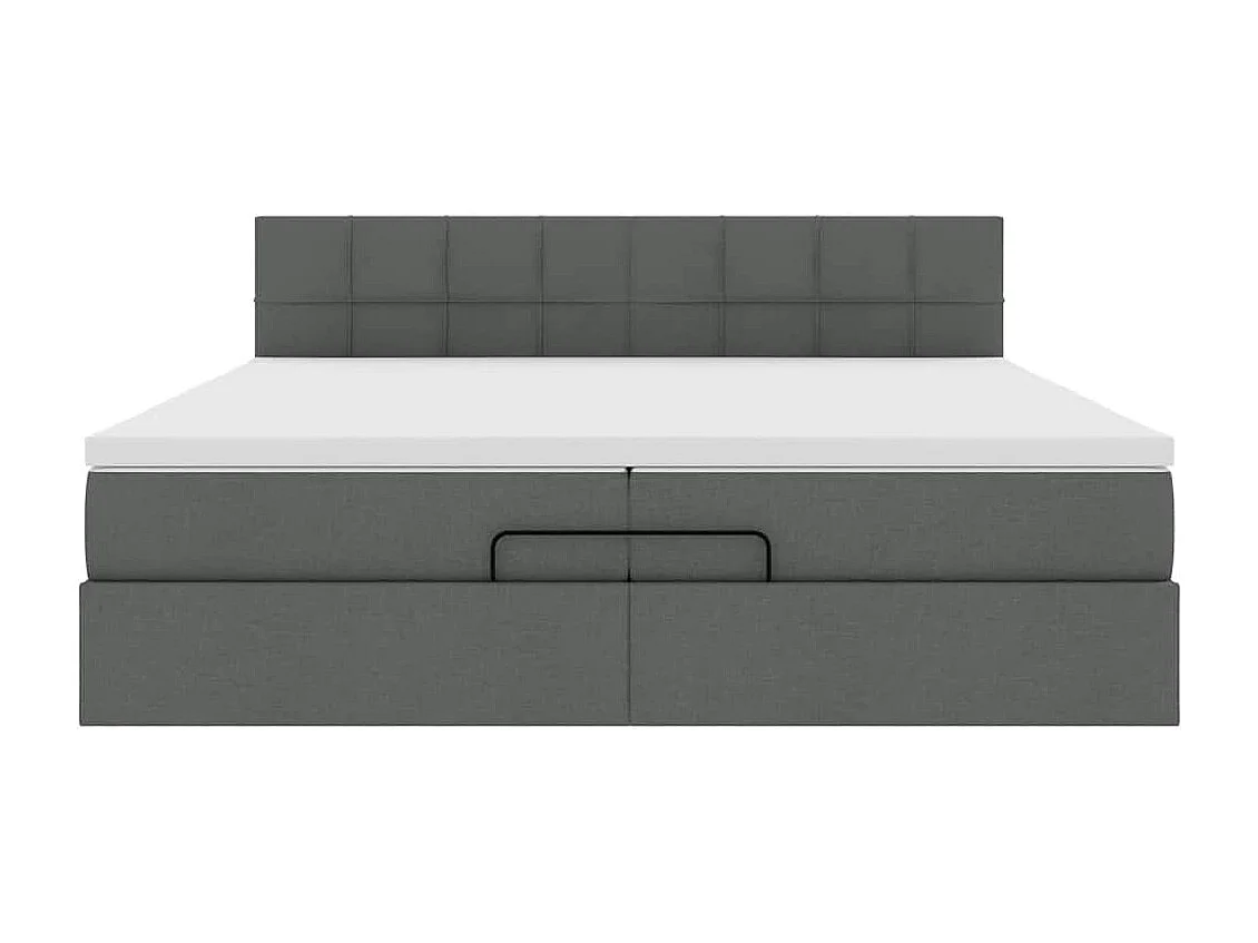 Cadre de lit ottoman avec matelas gris foncé 200x200cm tissu