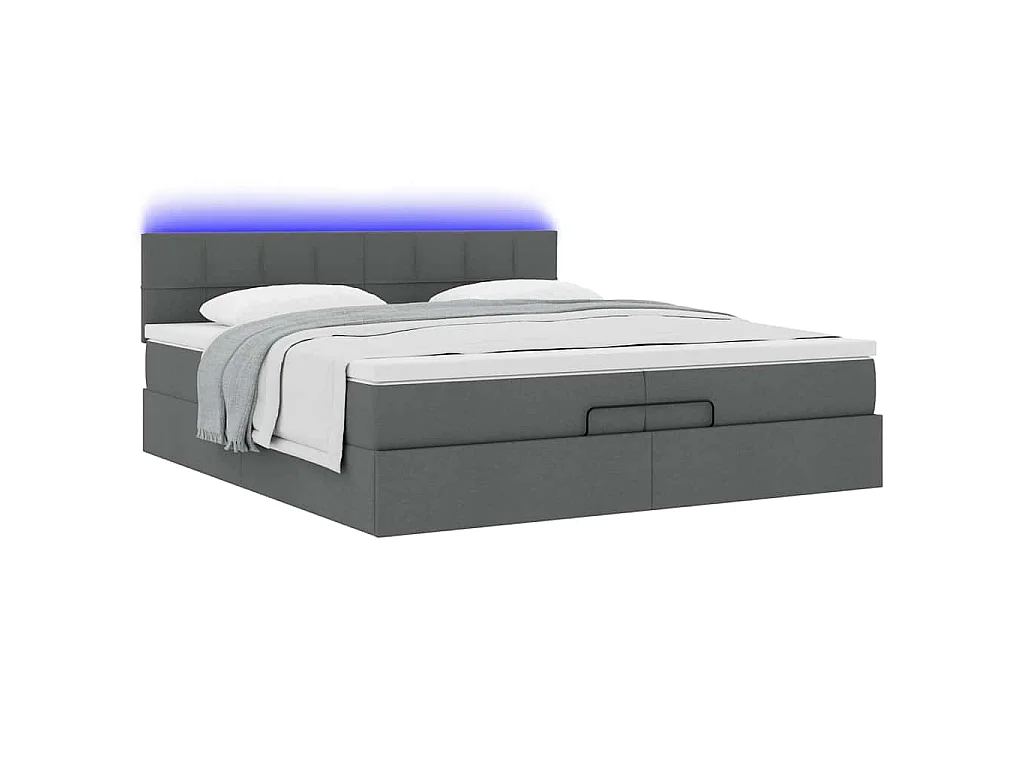 Struttura Letto Pouf con Materassi 200x200 cm in Tessuto