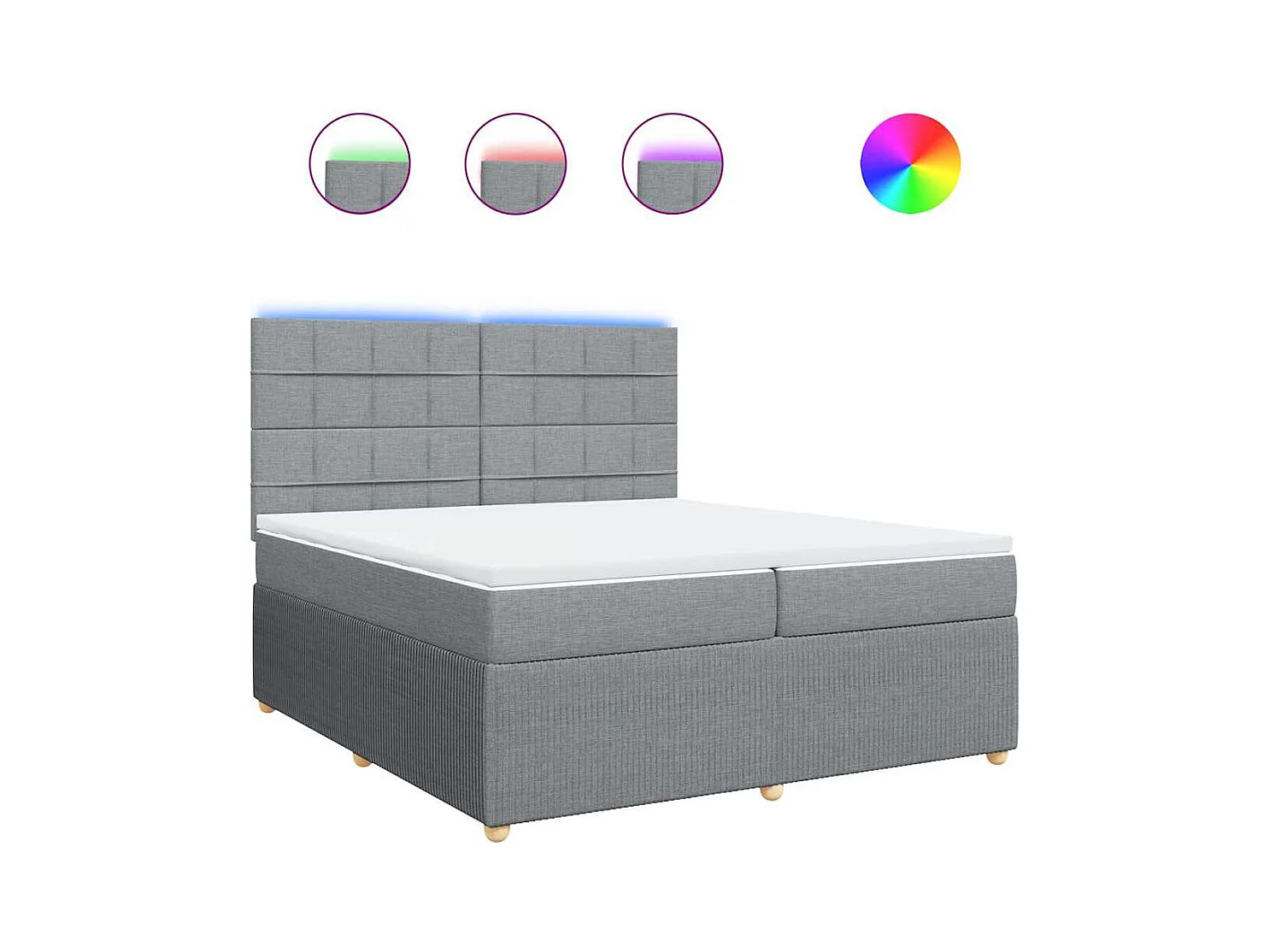 Sommier à lattes de lit avec matelas Gris clair 200x200cm Tissu