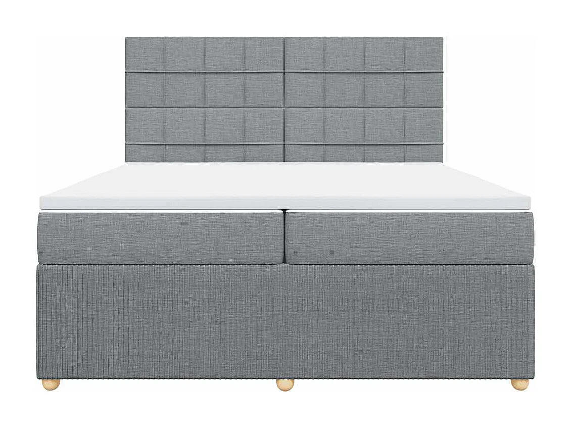 Sommier à lattes de lit avec matelas Gris clair 200x200cm Tissu