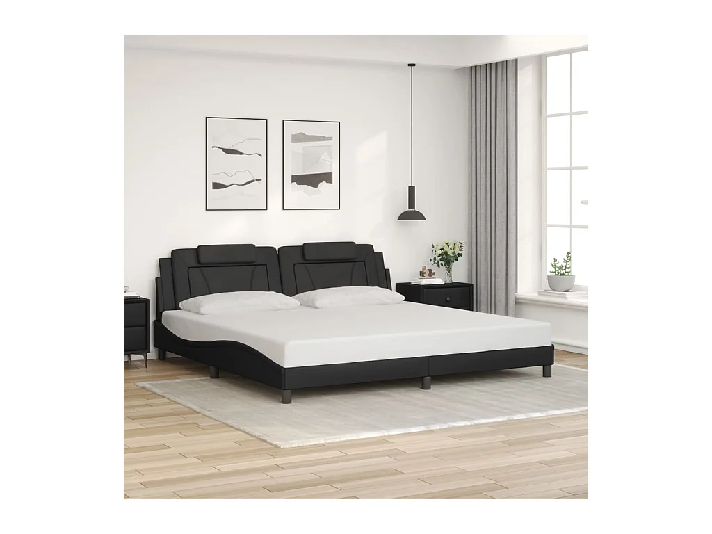 Cadre de lit sans matelas noir 200x200 cm similicuir