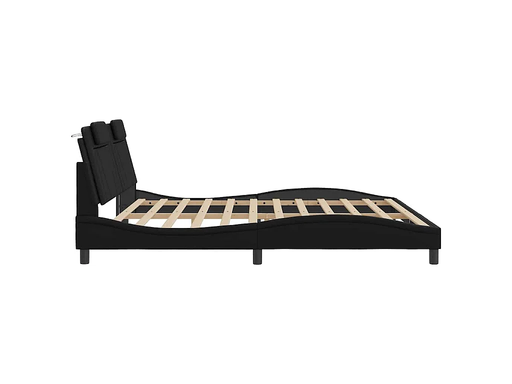 Cadre de lit Viana sans matelas noir 200x200 cm similicuir