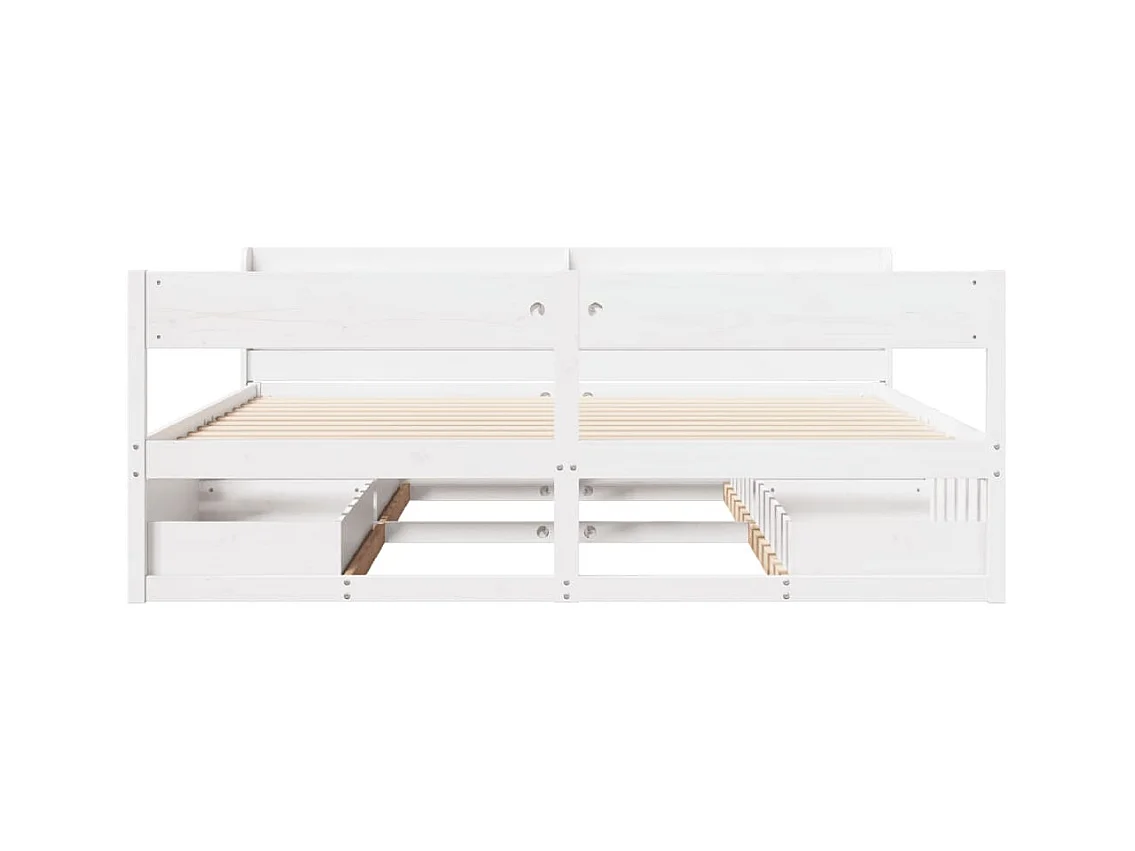 Cadre de lit sans matelas blanc 200x200 cm bois massif de pin