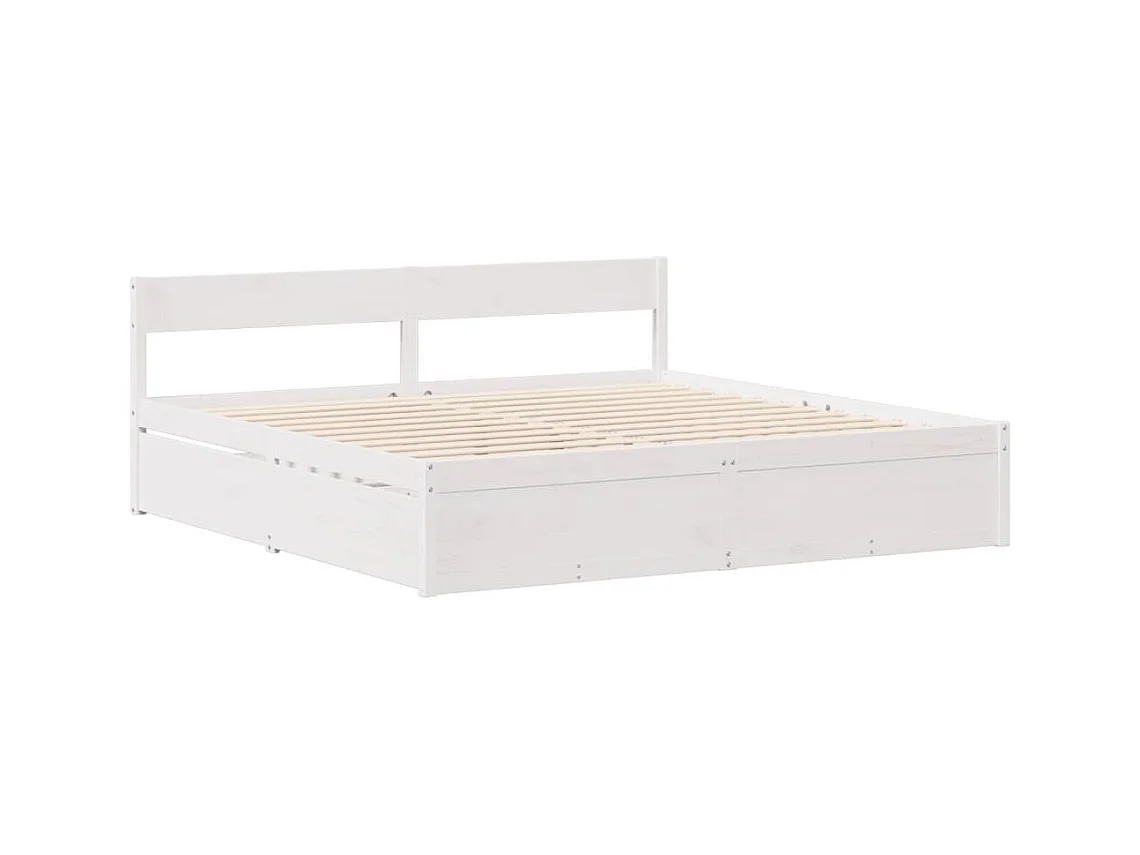 Cadre de lit sans matelas blanc 200x200 cm bois massif de pin