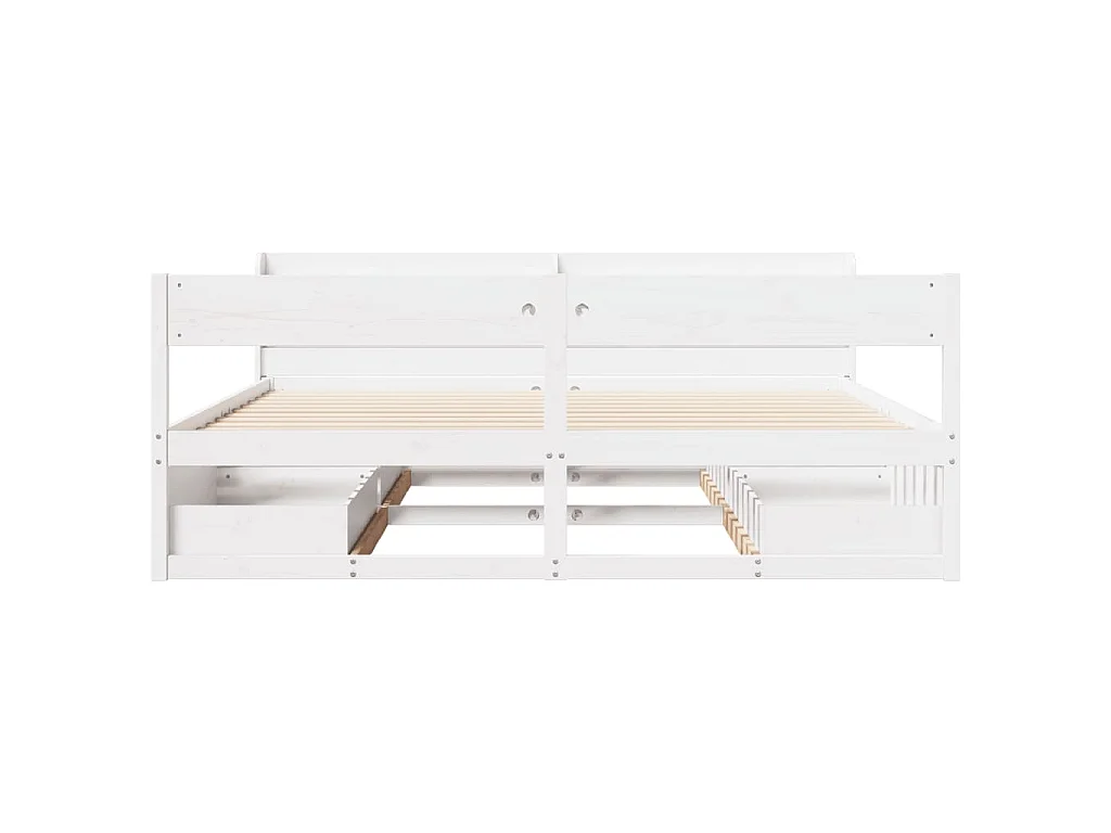 Cadre de lit sans matelas blanc 200x200 cm bois massif de pin