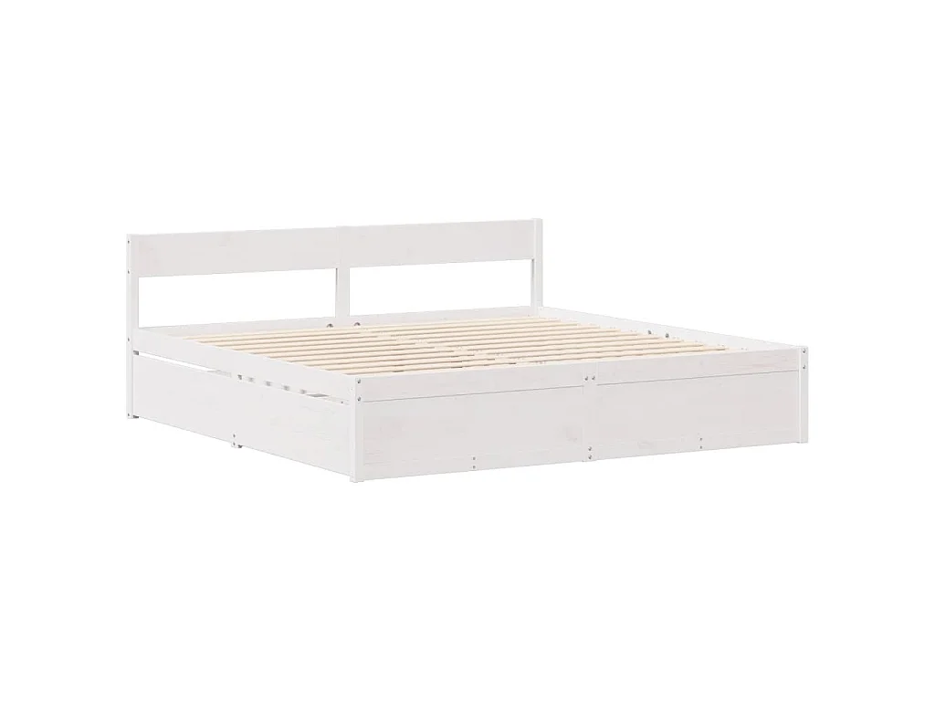 Cadre de lit sans matelas blanc 200x200 cm bois massif de pin