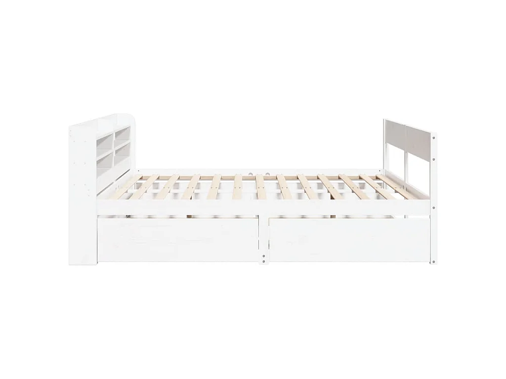 Cadre de lit sans matelas blanc 200x200 cm bois massif de pin