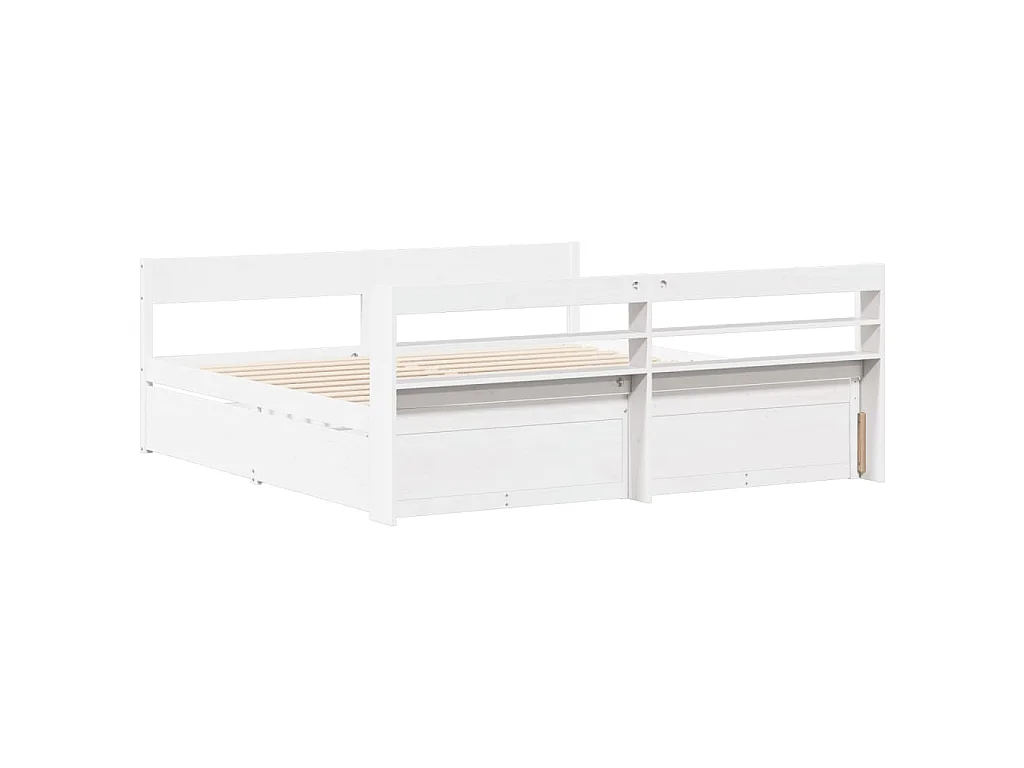 Cadre de lit sans matelas blanc 200x200 cm bois massif de pin