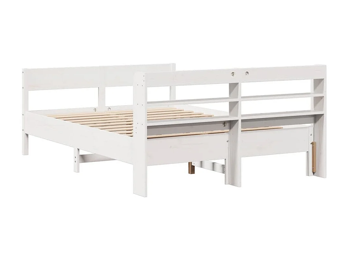 Cama sem colchão 150x200 cm madeira de pinho maciça branco