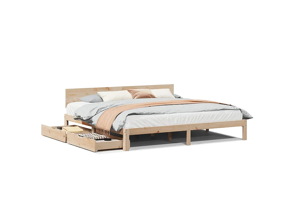 Giroletto con Cassetti 200x200 cm in Legno Massello di Pino