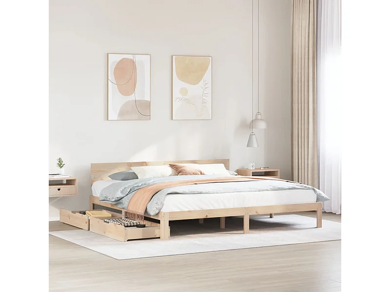 Cadre de lit avec tiroirs sans matelas 200x200 cm