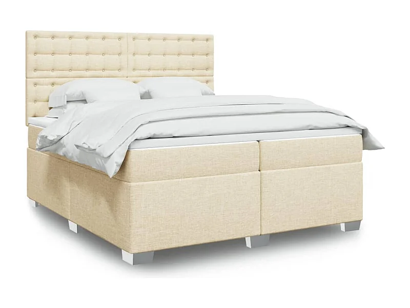 Sommier à lattes de lit avec matelas Crème 200x200 cm Tissu
