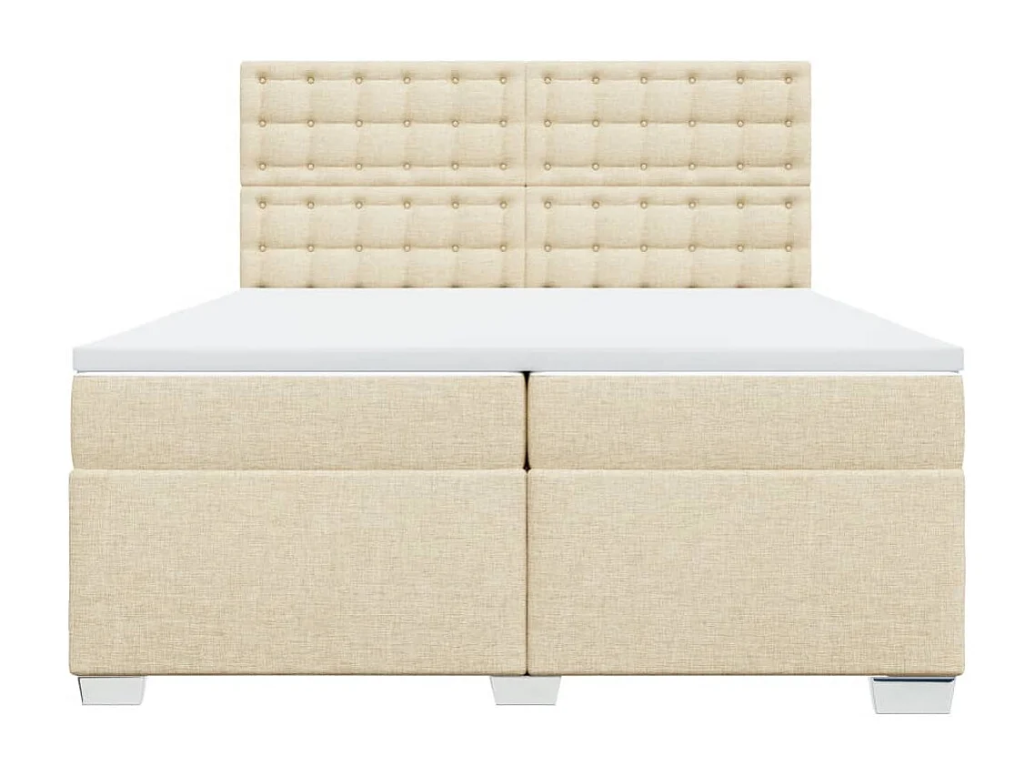 Sommier à lattes de lit avec matelas Crème 200x200 cm Tissu