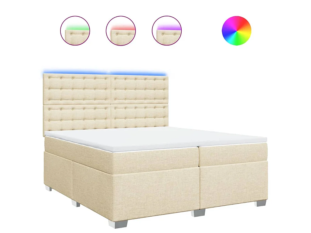 Boxspringbett mit Matratze Creme 200x200 cm Stoff