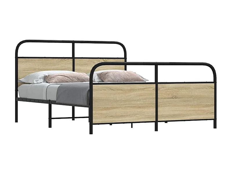Cadre de lit en métal sans matelas chêne sonoma 150x200 cm