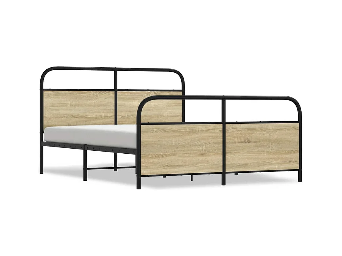 Cadre de lit en métal sans matelas chêne sonoma 150x200 cm