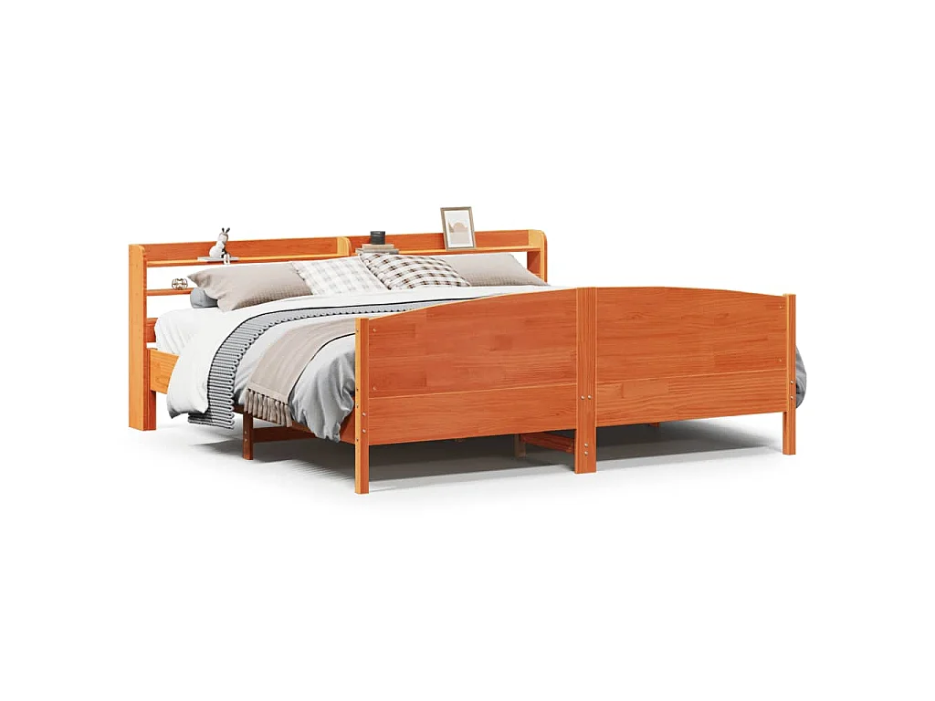 Bedframe zonder matras massief grenenhout wasbruin 200x200 cm