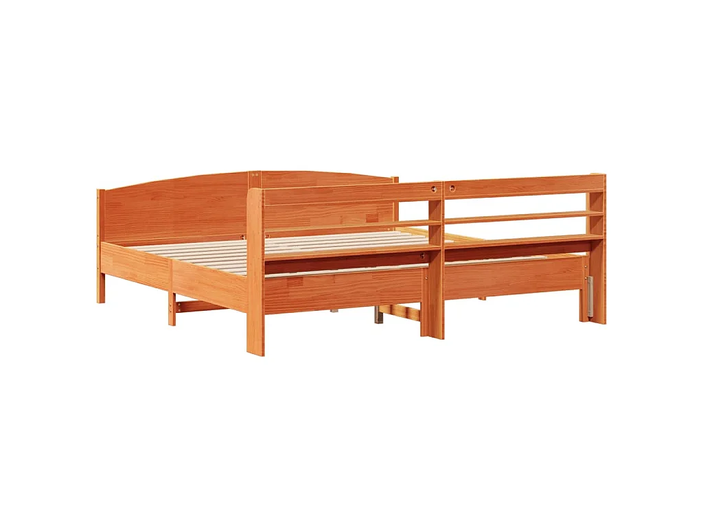 Bedframe zonder matras massief grenenhout wasbruin 200x200 cm