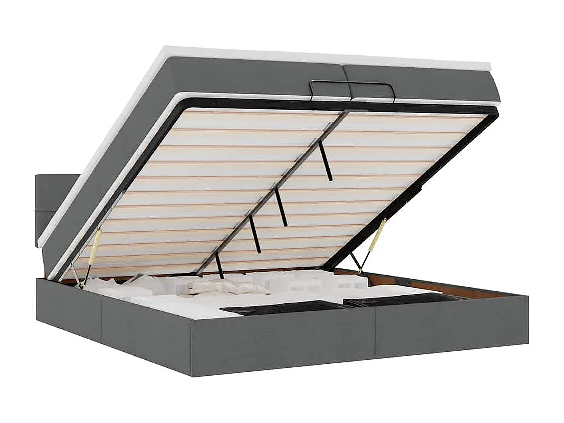 Ottoman-Bett mit Matratze Dunkelgrau 200x200 cm Stoff