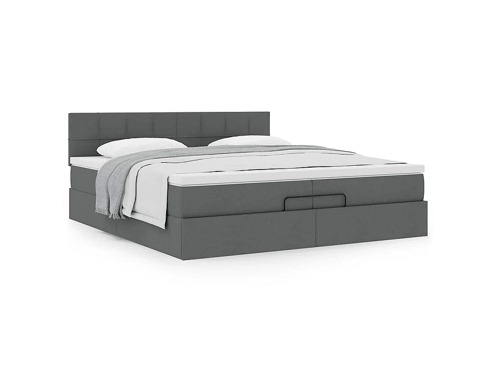 Ottoman bed met matras 200x200 cm stof donkergrijs