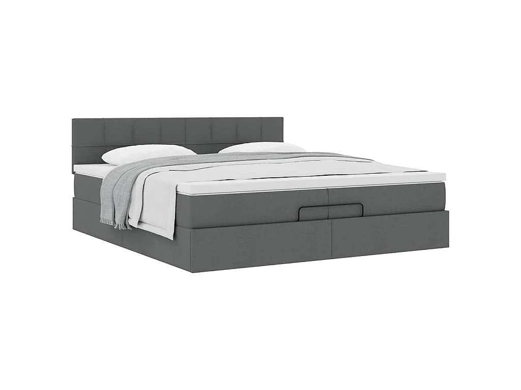 Ottoman bed met matras 200x200 cm stof donkergrijs