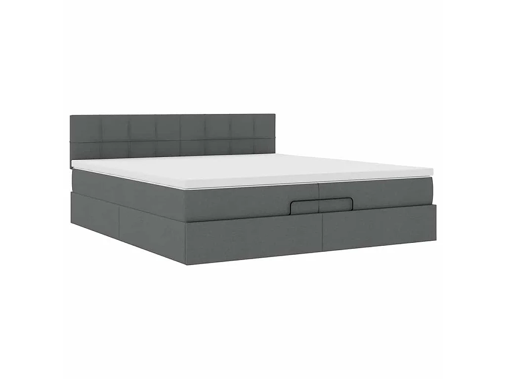 Ottoman bed met matras 200x200 cm stof donkergrijs