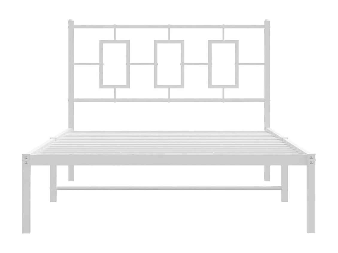 Cadre de lit métal sans matelas et tête de lit blanc 107x203 cm