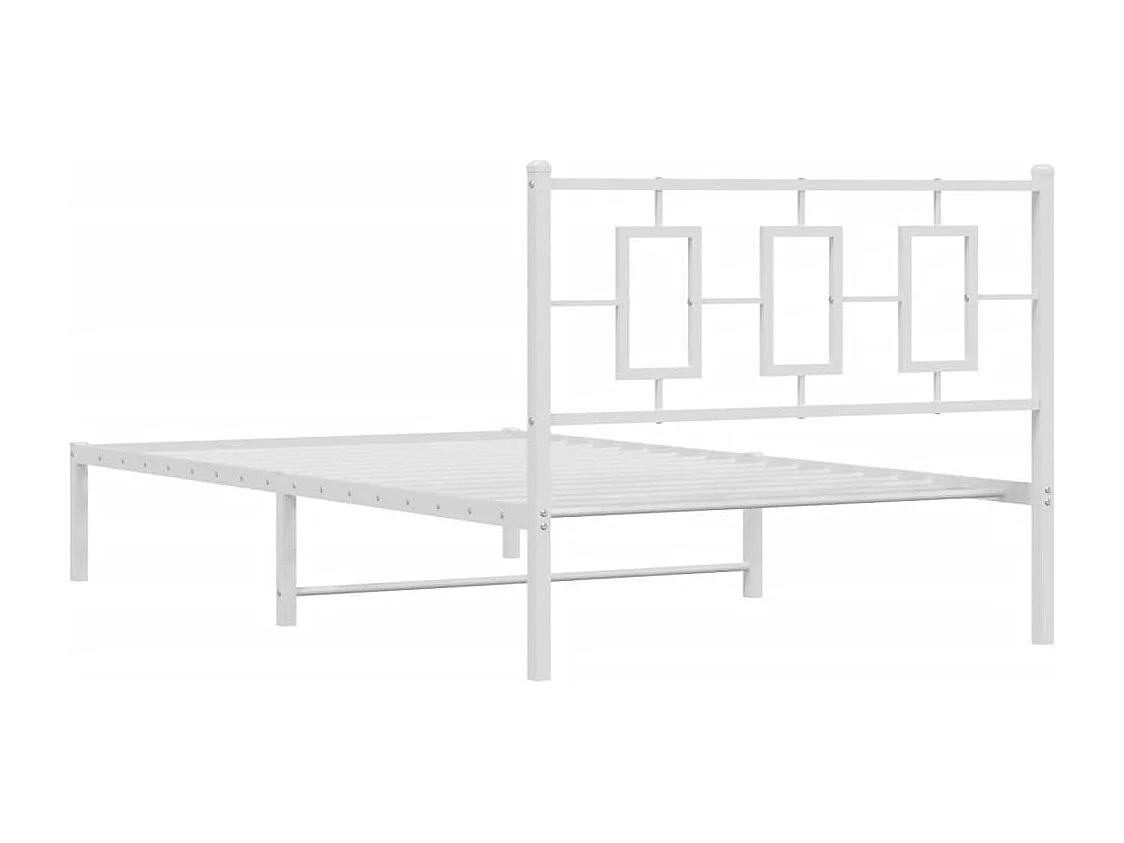 Cadre de lit métal sans matelas et tête de lit blanc 107x203 cm