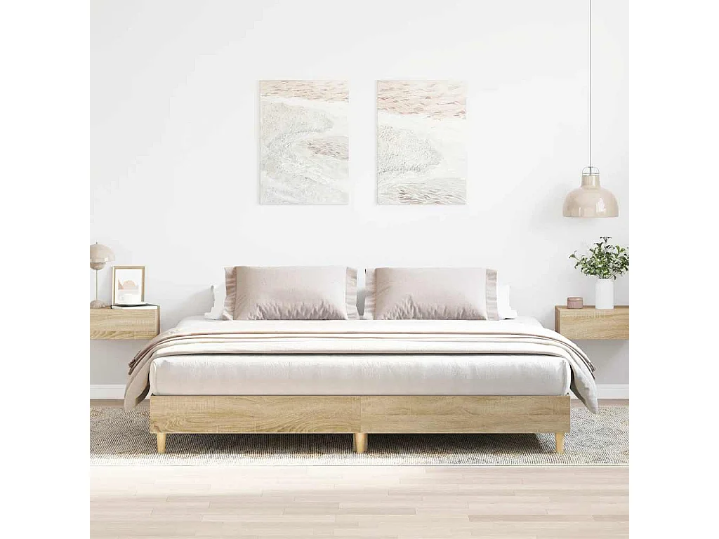 Giroletto senza Materasso Rovere Sonoma 200x200cm in Truciolato