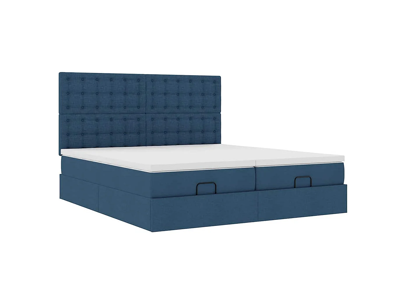 Cadre de lit ottoman avec matelas bleu 200x200cm tissu