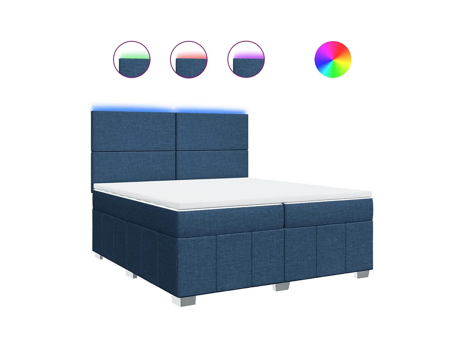 Sommier à lattes de lit avec matelas Bleu 200x200 cm Tissu