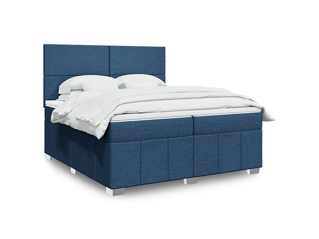Boxspringbett mit Matratze Blau 200x200 cm Stoff