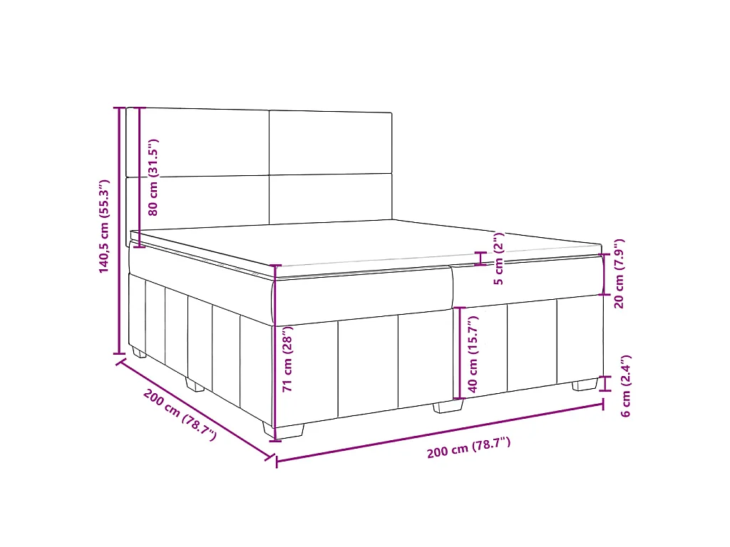 Boxspringbett mit Matratze Blau 200x200 cm Stoff