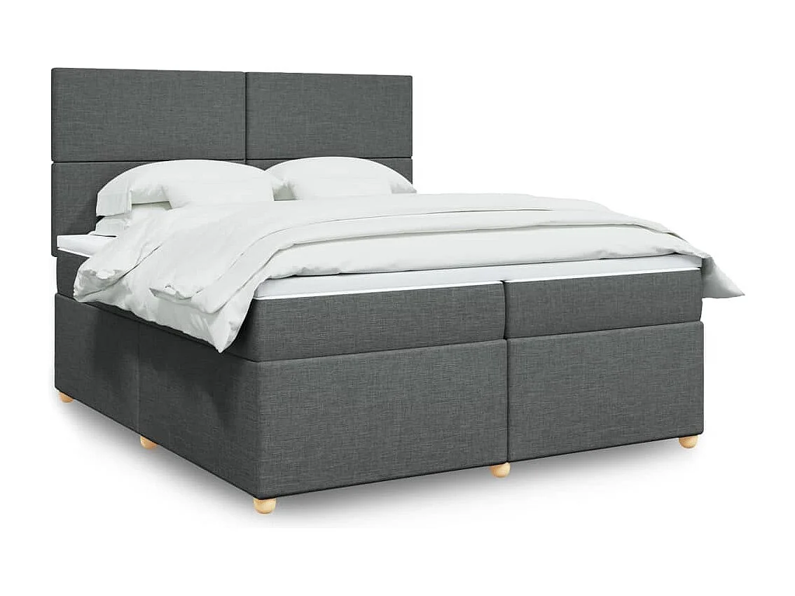 Boxspringbett mit Matratze Dunkelgrau 200x200 cm Stoff