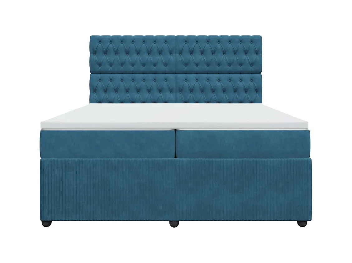 Boxspring met matras fluweel donkerblauw 200x200 cm