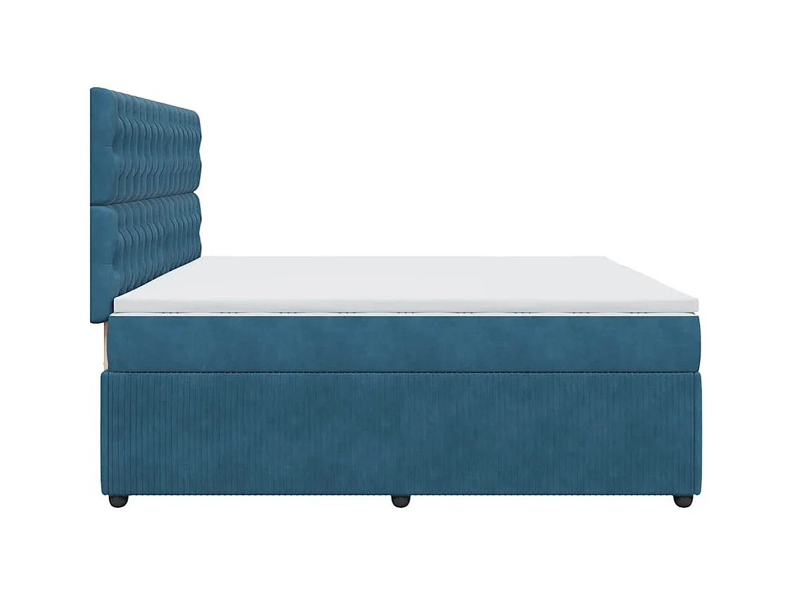 Boxspring met matras fluweel donkerblauw 200x200 cm
