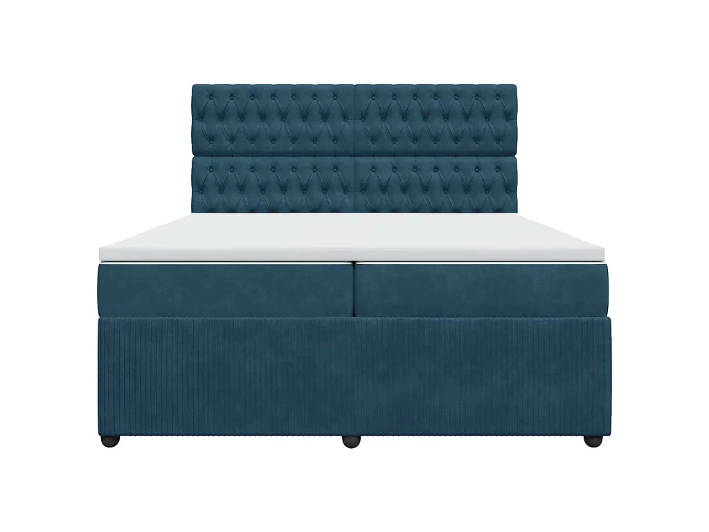 Boxspring met matras fluweel donkerblauw 200x200 cm