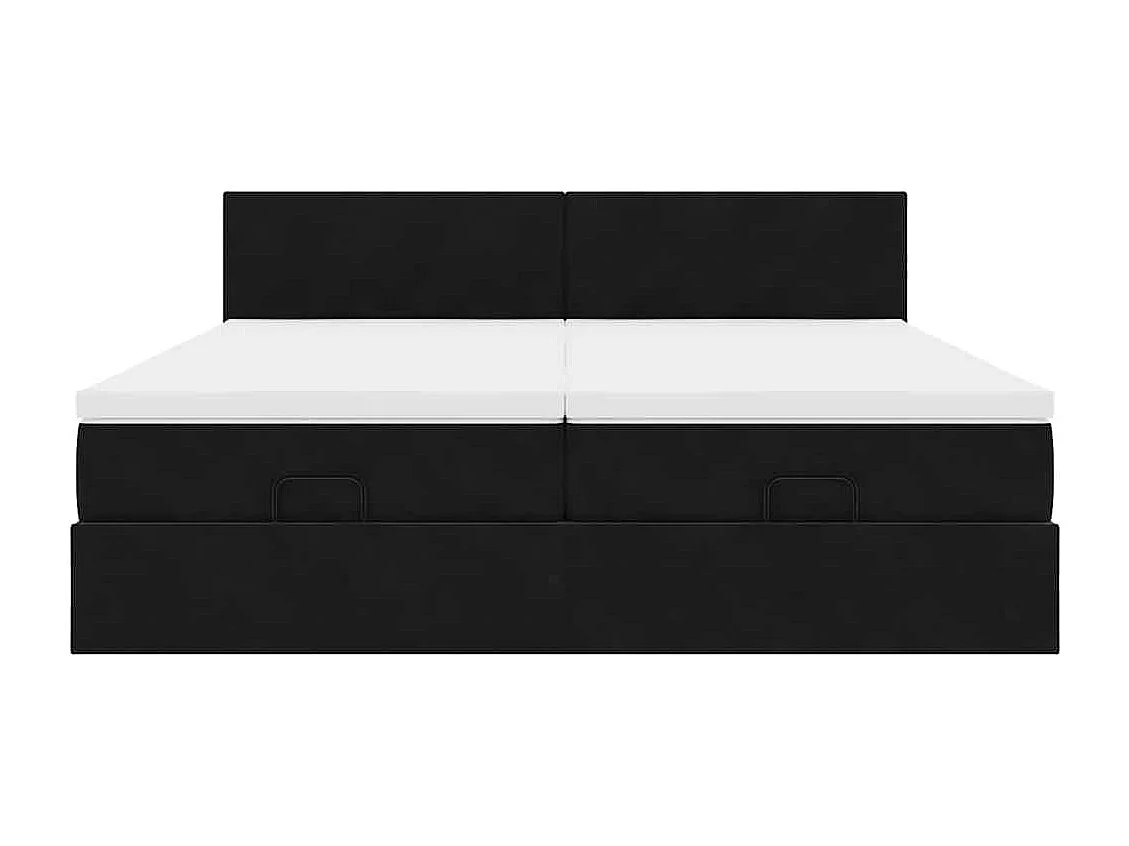 Cadre de lit ottoman avec matelas noir 200x200cm velours