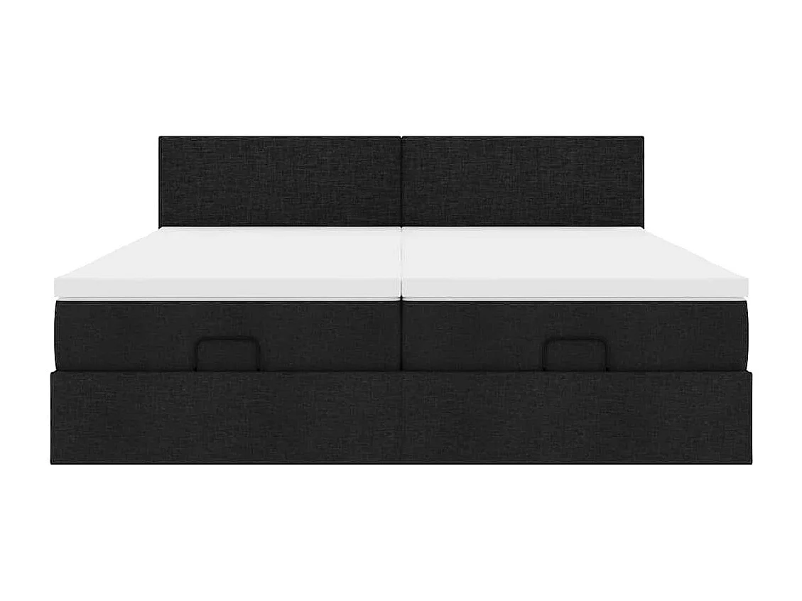 Struttura Letto Pouf con Materassi Nero 200x200 cm in Tessuto