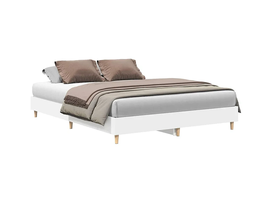 Cadre de lit sans matelas blanc 150x200 cm bois d'ingénierie