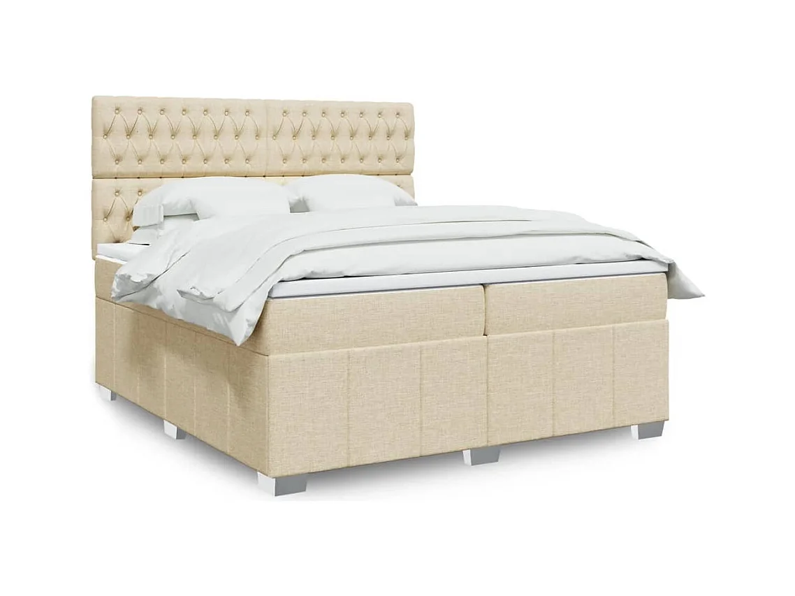 Sommier à lattes de lit avec matelas Crème 200x200 cm Tissu